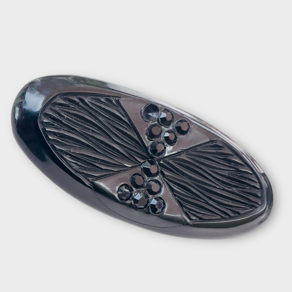 SOLD Antique Victorian French Jet, Whitby Jet Black Mourning Brooch France